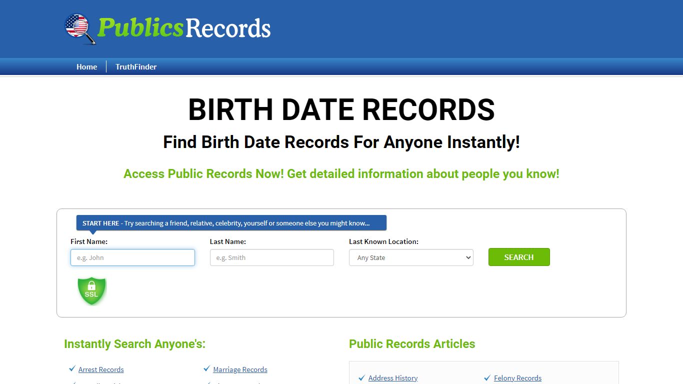 Find Birth Date Records For Anyone - publicsrecords.com